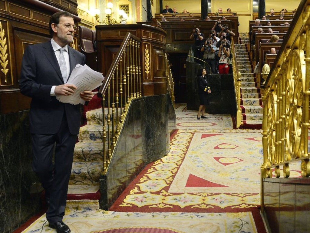Prime Minister Mariano Rajoy warned Parliament that Spain's future was at stake as it grapples with recession