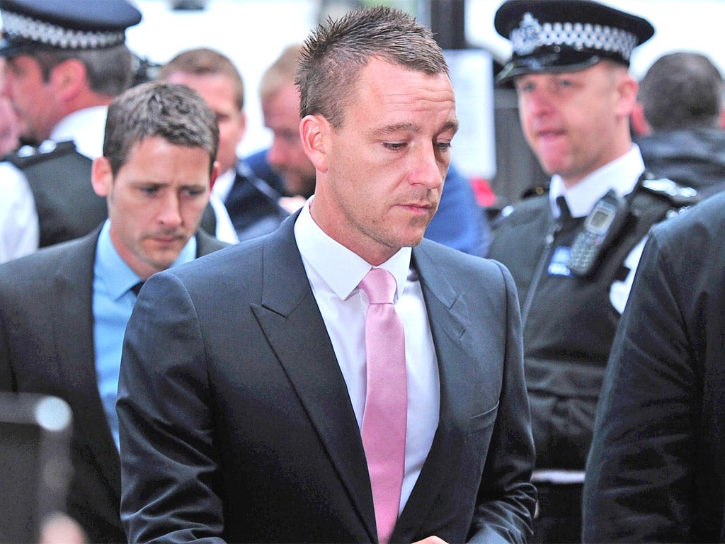 John Terry arrives at Westminster magistrates' court yesterday