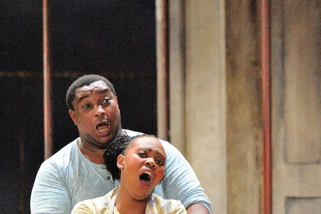 Cape Town Opera's Porgy and Bess. Xolela Sixaba as Porgy, and as Bess Nonhlanhla Yende.