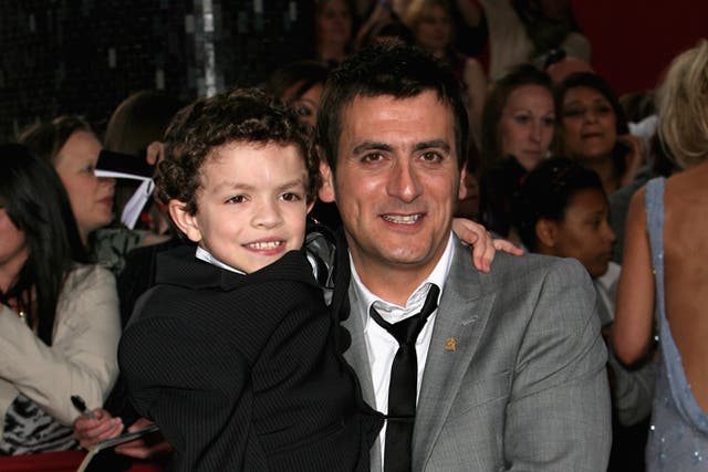 Chris Gascoyne who plays Peter Barlow in Coronation Street pictured with his on-screen son in 2009.