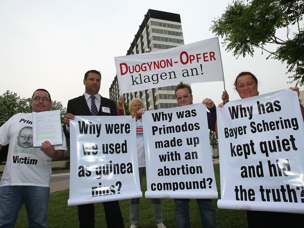 Protesters outside Bayer's annual meeting in April