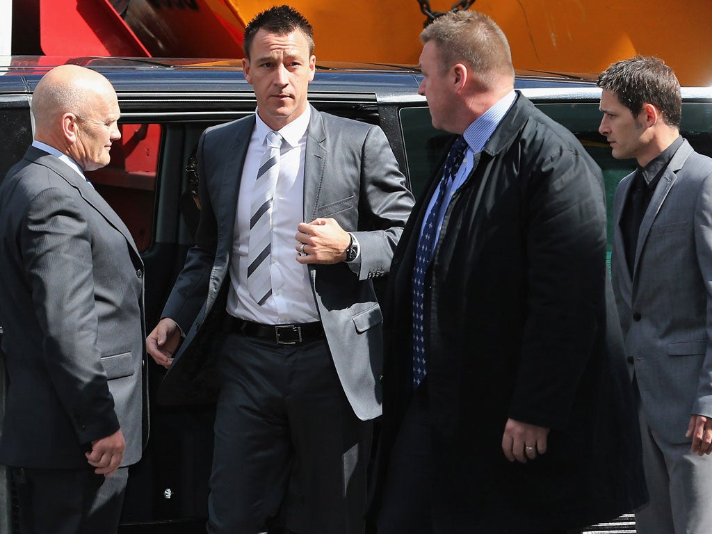 John Terry arrives at Westminster magistrates' court yesterday