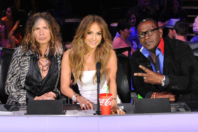 Steven Tyler pictured with fellow American Idol judges Jennifer Lopez and Randy Jackson.