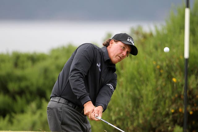 Phil Mickelson en route to securing a 64 at the Scottish Open