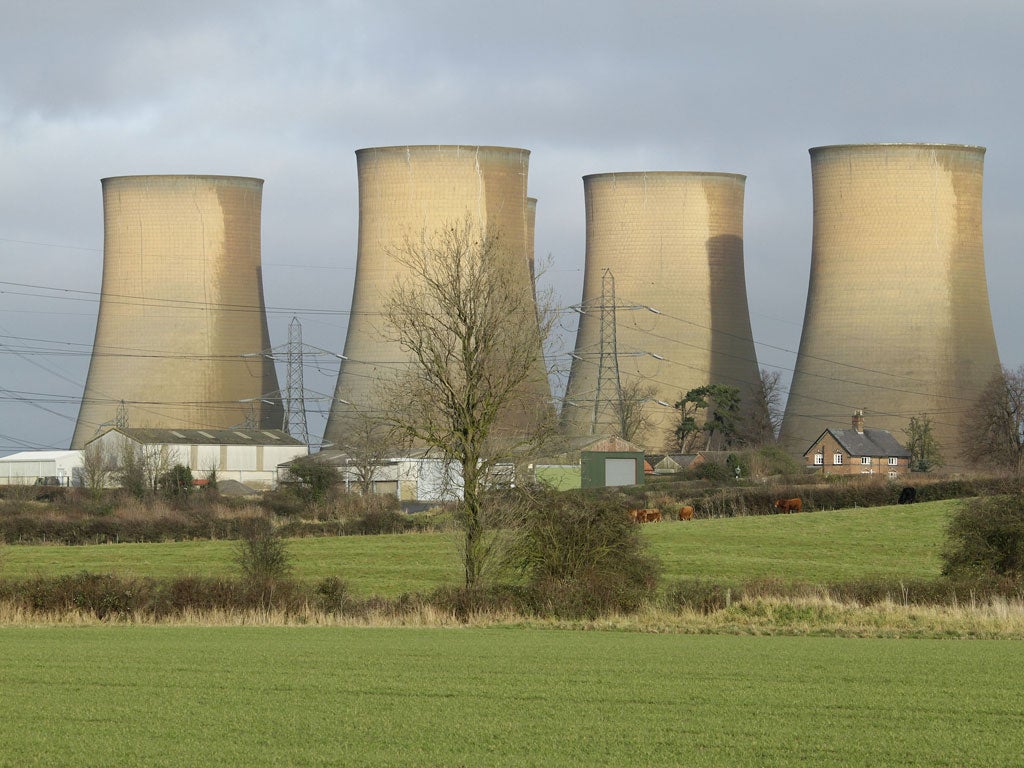 The High Marnham cooling towers in Nottinghamshire