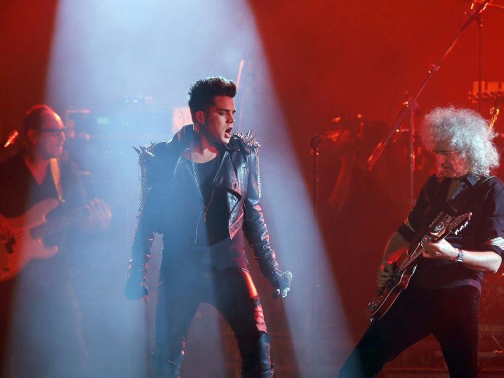 You’re my best friend: Adam Lambert on stage
with Queen guitarist Brian May