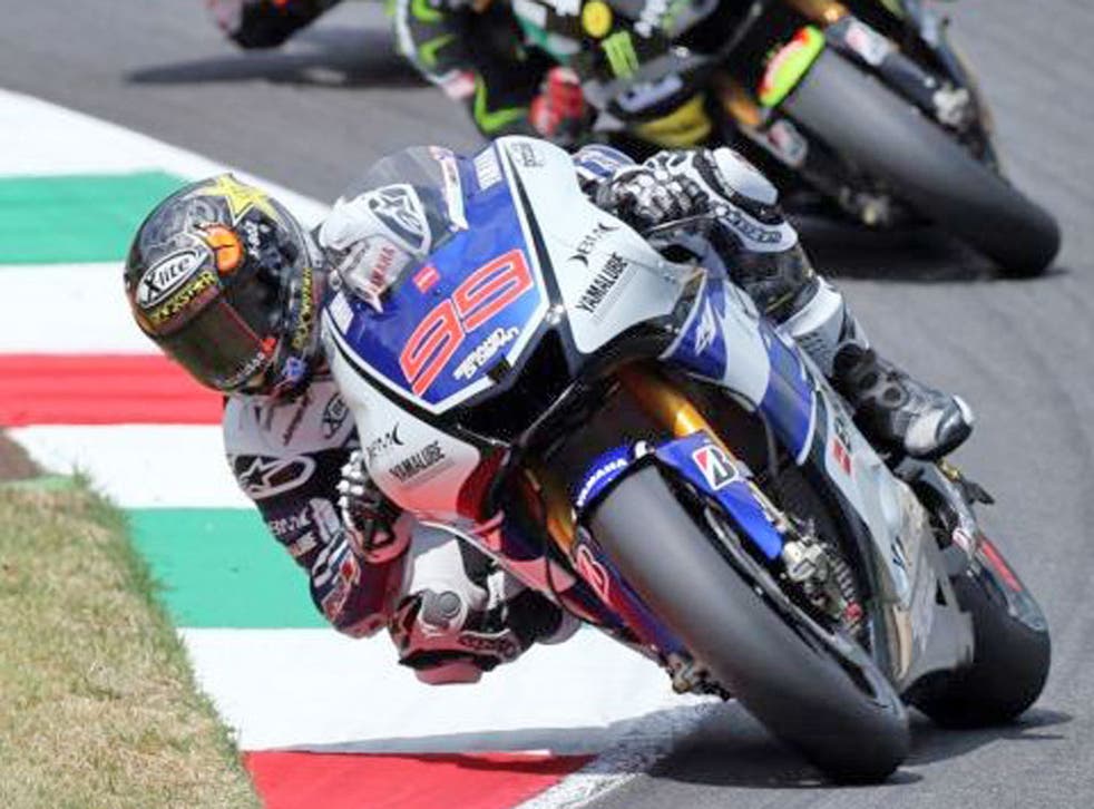 Jorge Lorenzo on his way to victory in Italy yesterday
