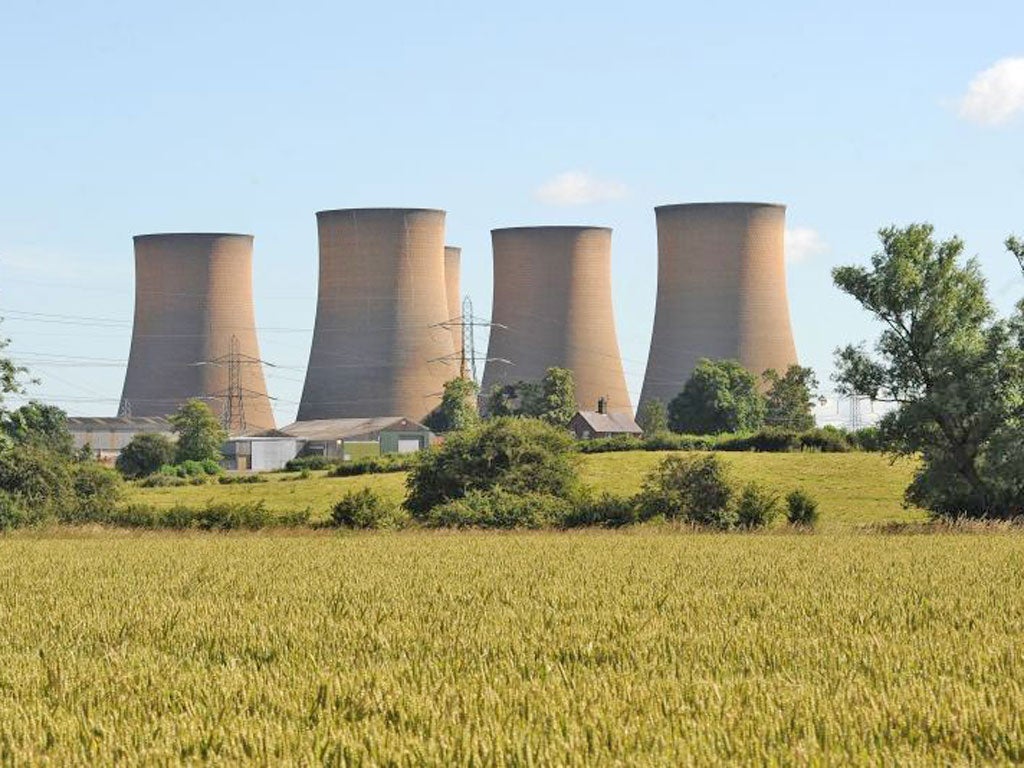The High Marnham cooling towers in Nottinghamshire before their demolition