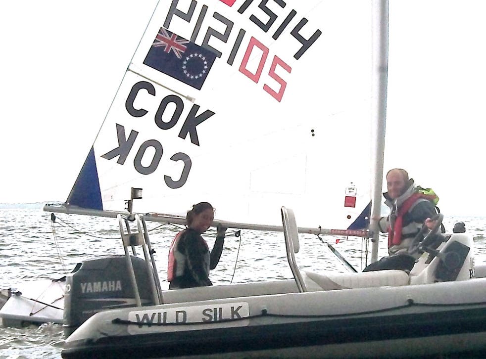 A long way from her South Pacific home, Helema Williams, representing the Cook Islands in the sailing at Weymouth, wraps up her training off Lymington with coach Ben Paton