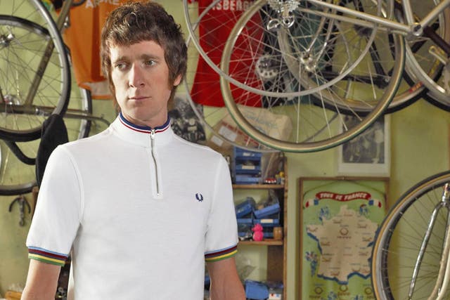 Twisted wheel: Wiggins shows off his Fred Perry threads