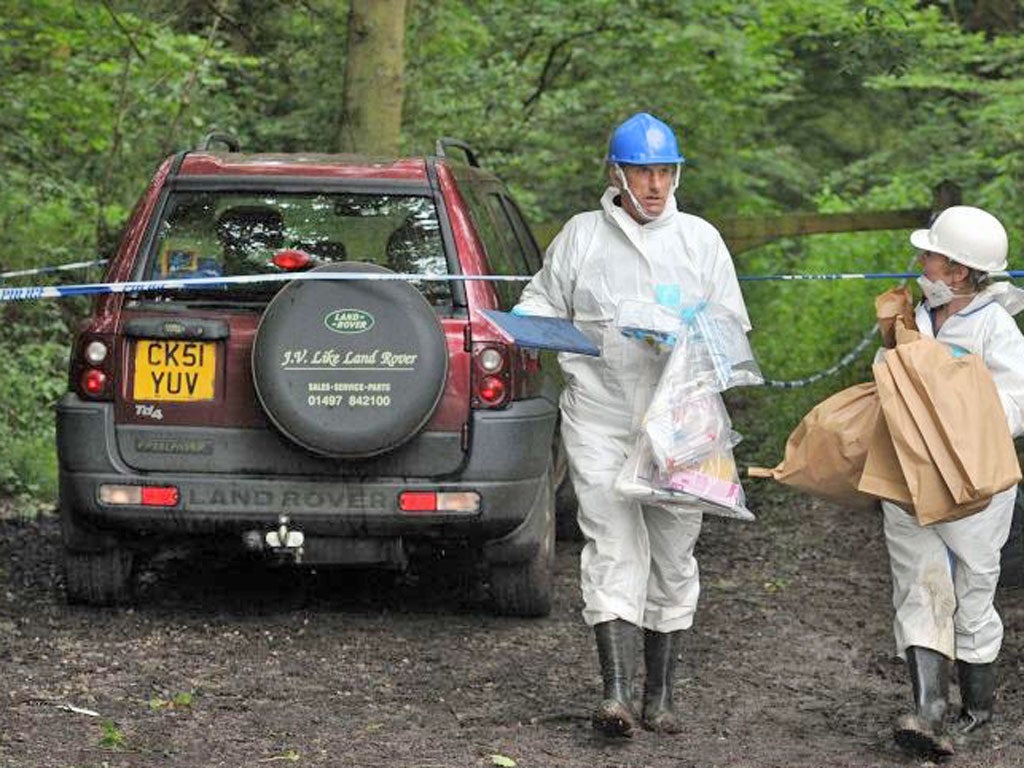 Forensic officers examine Ceri Fuller’s Land Rover