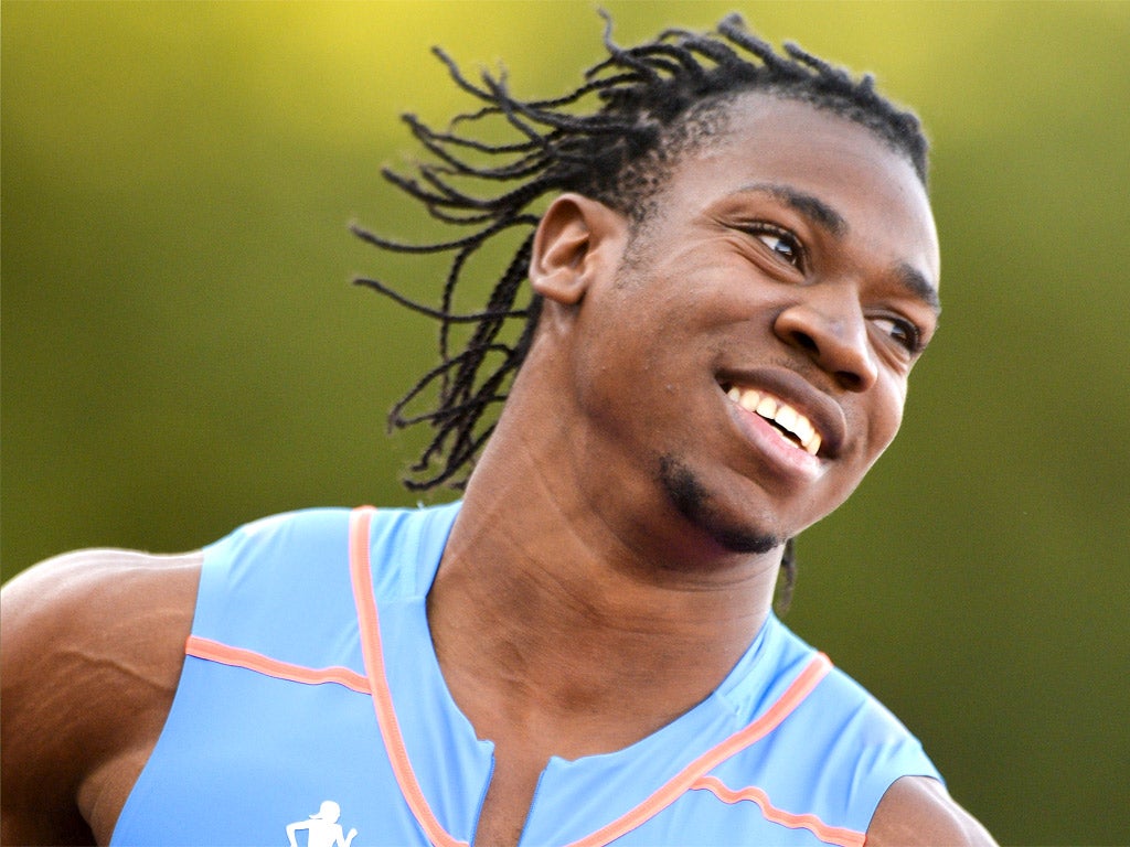 Yohan Blake won the 100m in Lucerne last night in a meet-record time of 9.85 sec