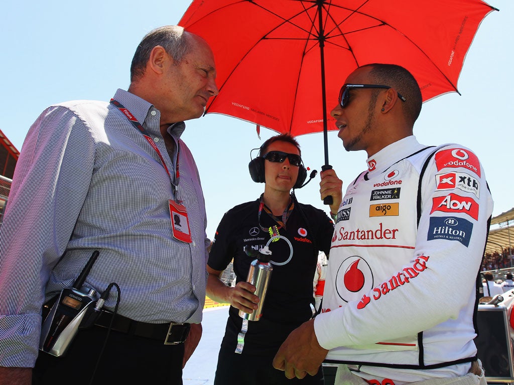 McLaren chief Ron Dennis with Lewis Hamilton