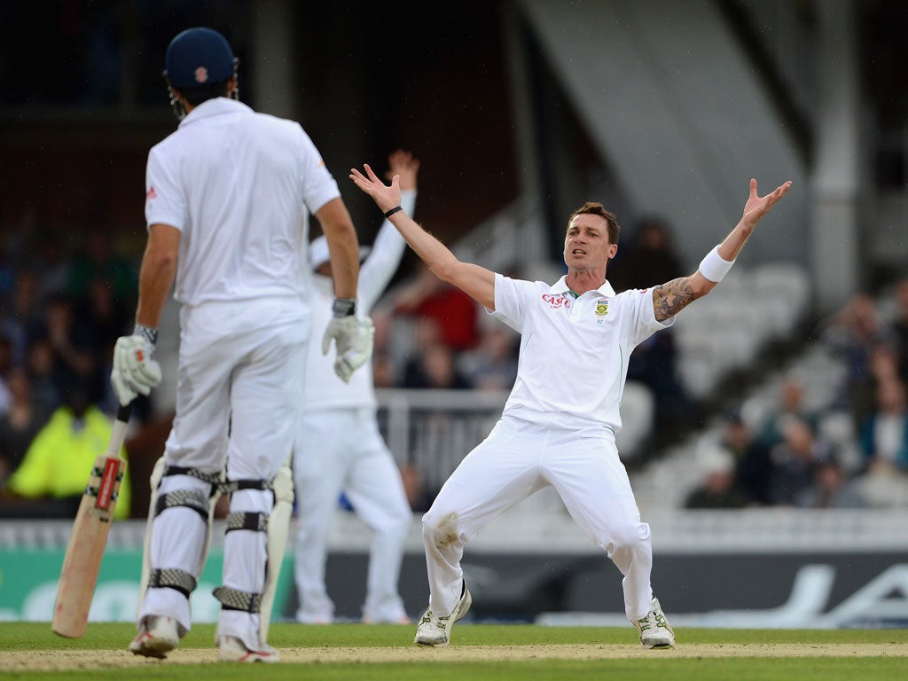 Dale Steyn appeals in vain for a wicket on day one of the series