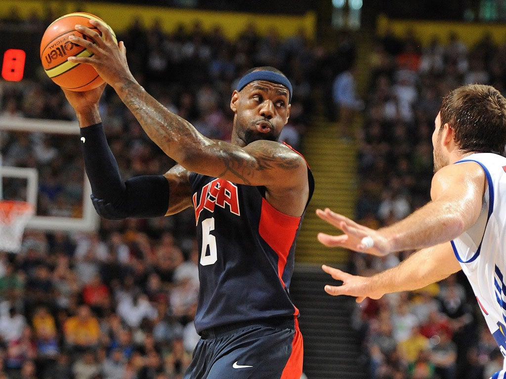 LeBron James turns on the style for the US in Manchester last night