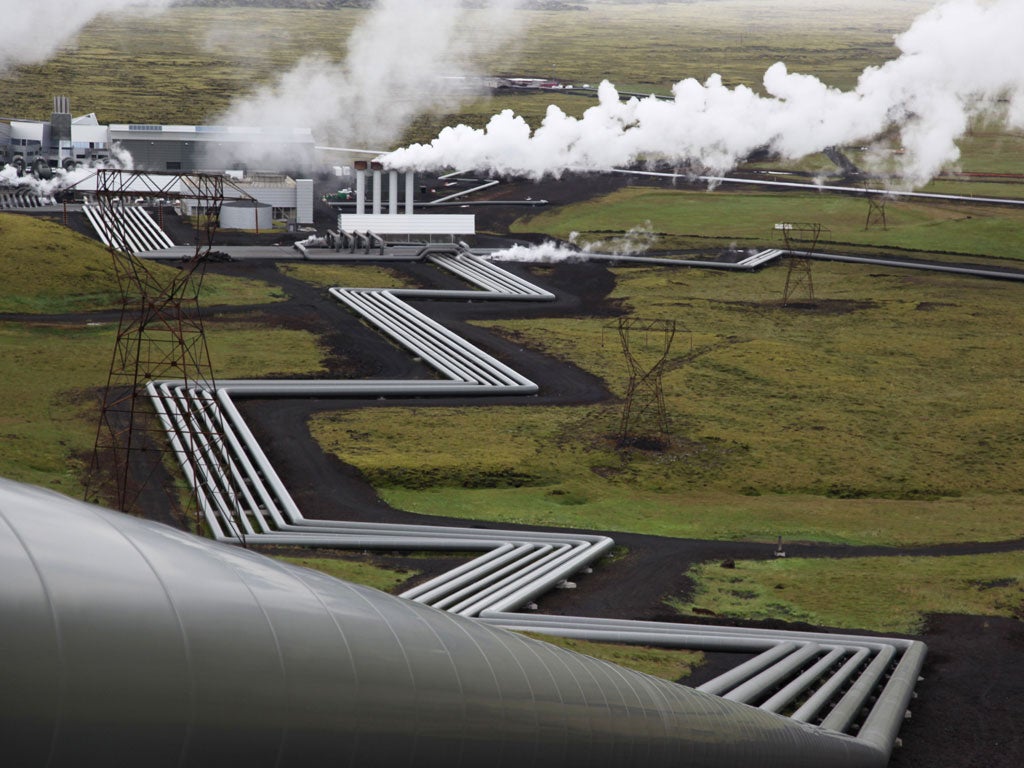 Steaming: Giant ducts carry heat from the Earth's core at a Reykjavik plant
