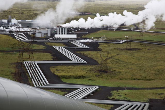 Steaming: Giant ducts carry heat from the Earth's core at a Reykjavik plant 