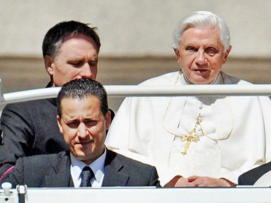 The butler Paolo Gabriele, front, with Pope Benedict at the Vatican