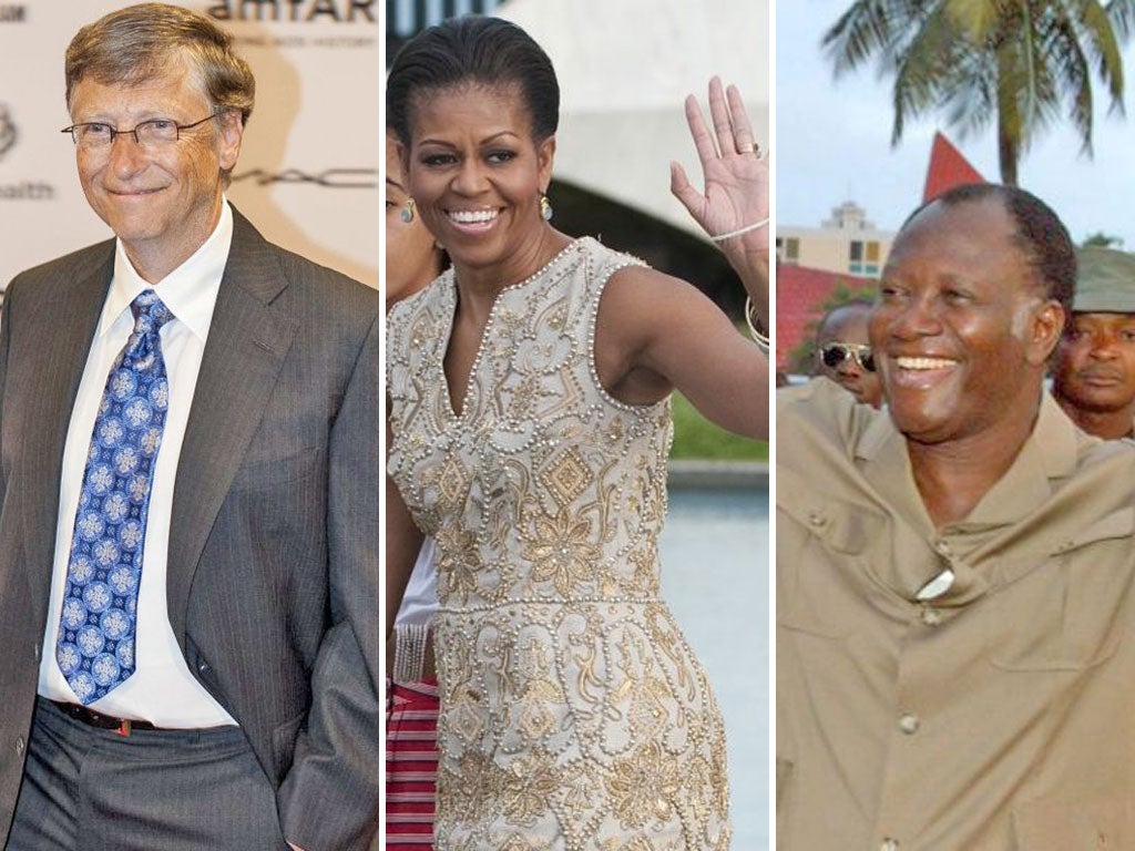 London is ready for a VIP invasion during the Olympics. From left: Bill Gates, Michelle Obama and former Ivory Coast premier
Alassane Ouattara