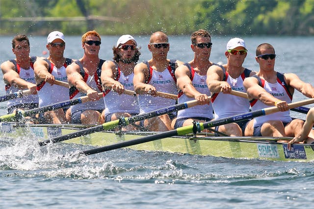 Greg Searle (far left) with the Great Britain men’s eight