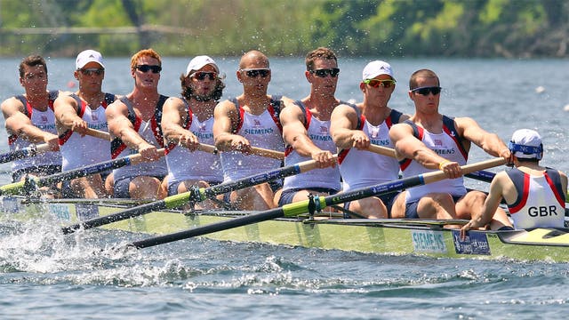 Greg Searle (far left) with the Great Britain men’s eight