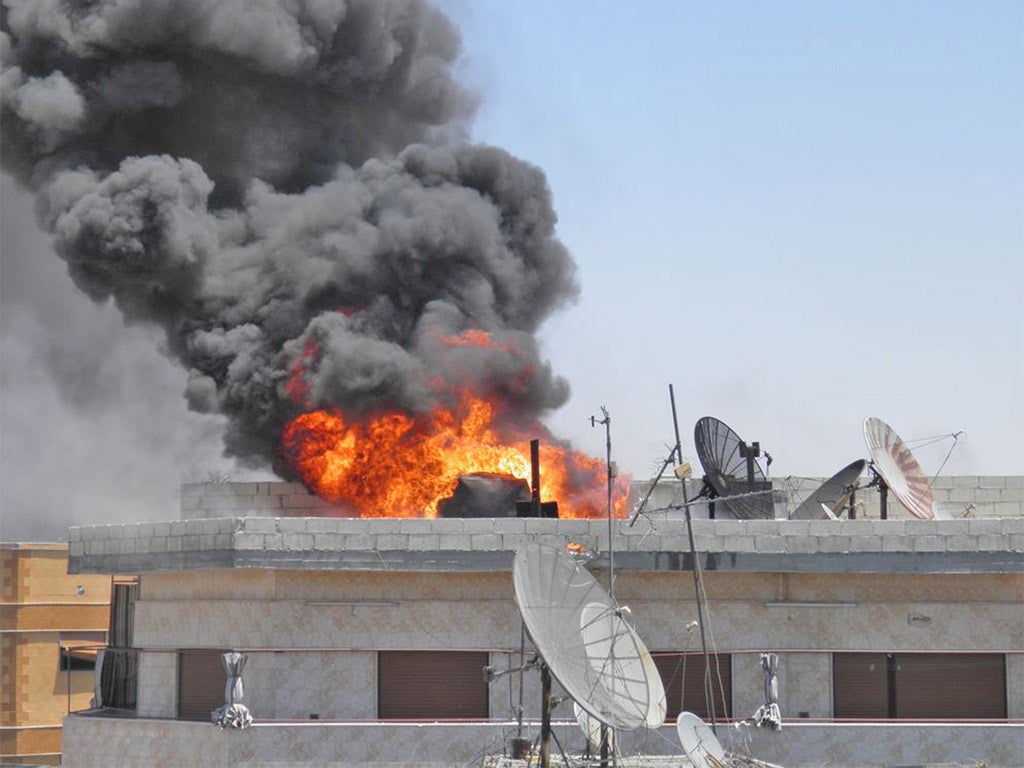 An explosion in the Khalidiya district of Homs