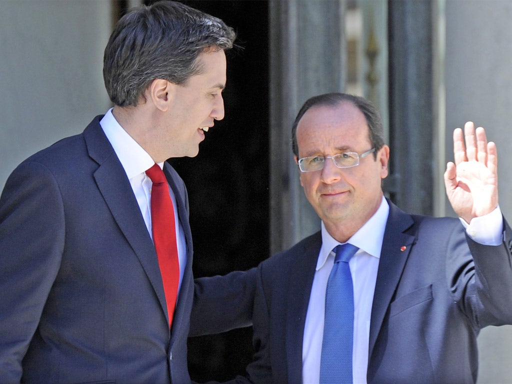 President François Hollande with Ed Miliband in Paris