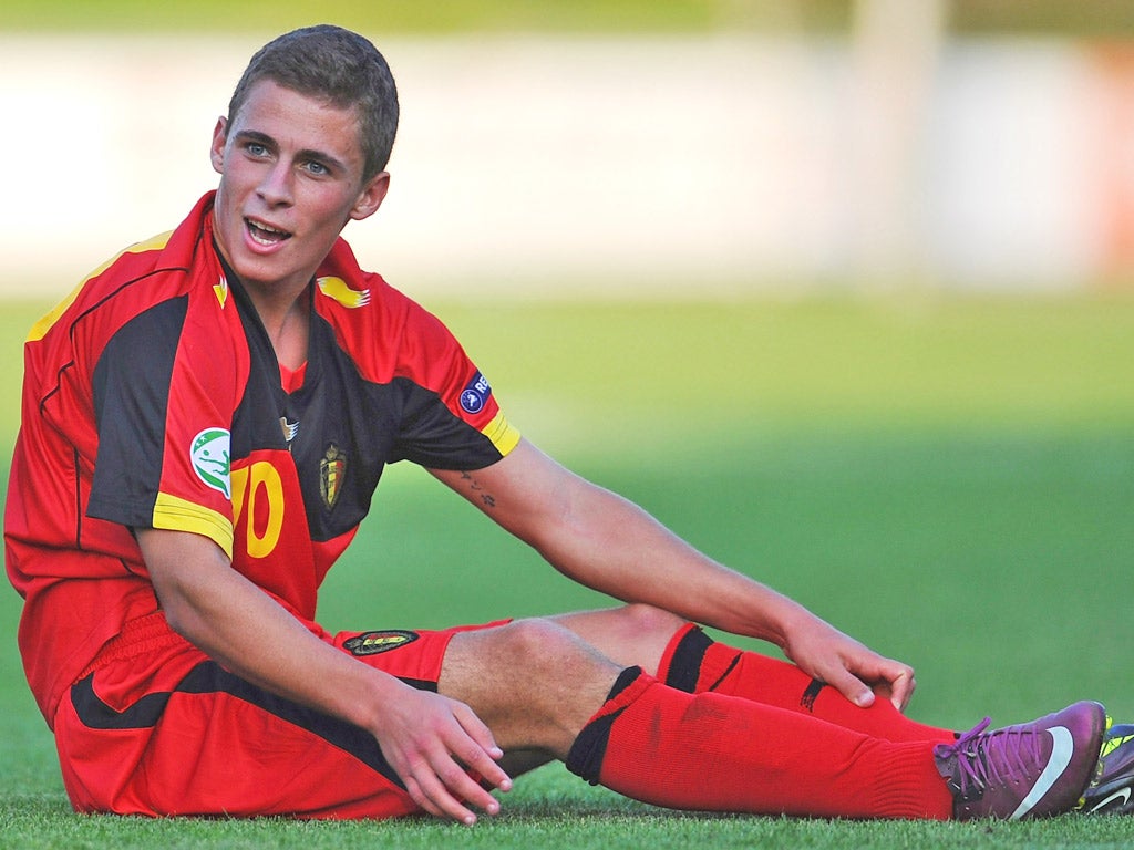 Thorgan Hazard pictured representing Belgium at under-19 level last season