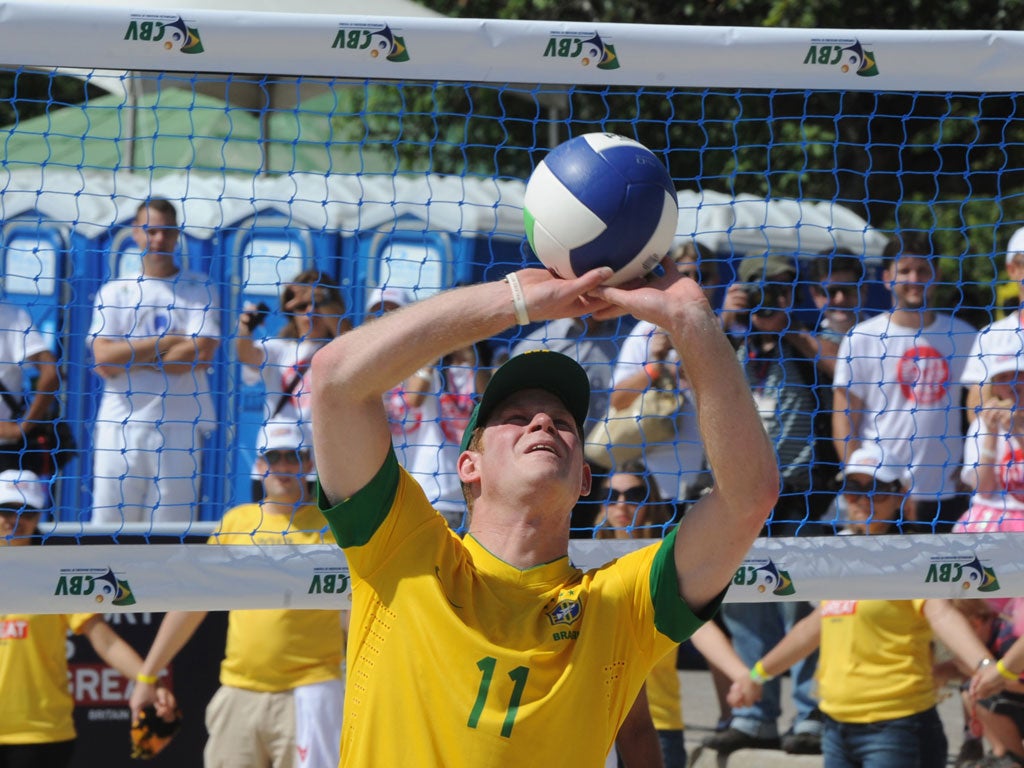 Prince Harry pictured playing volleyball in Rio earlier this year