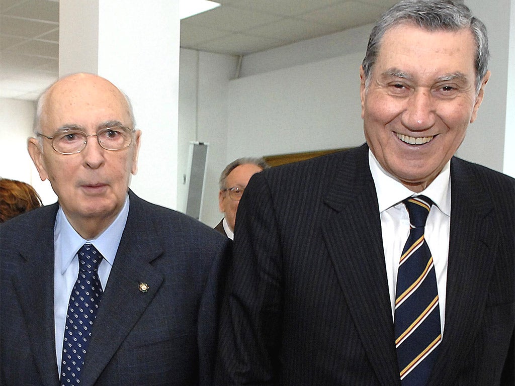 Nicola Mancino, right, was recorded phoning President Giorgio Napolitano, left