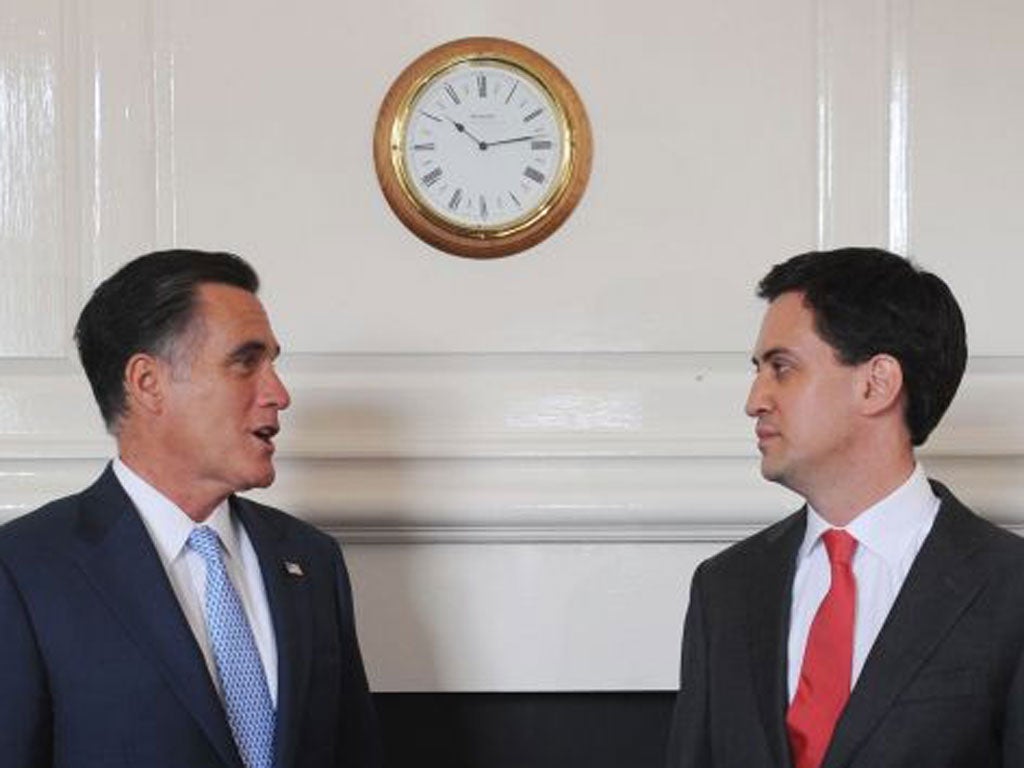 Mitt Romney met Ed Miliband in London