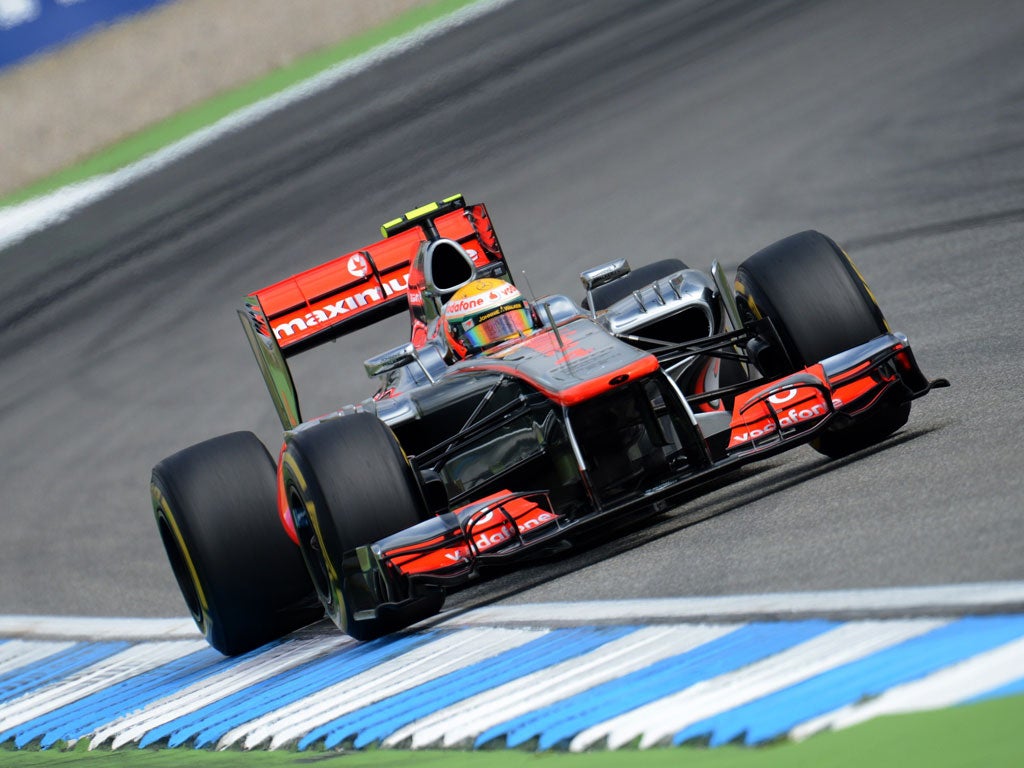 Lewis Hamilton on the track