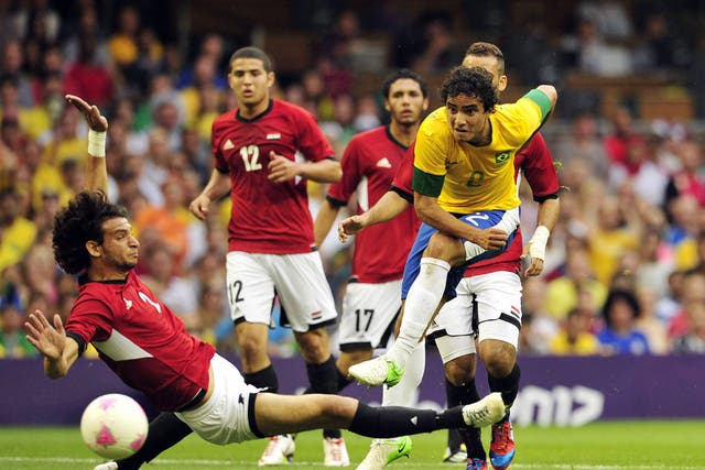 Manchester United's Rafael da Silva got Brazil's first goal