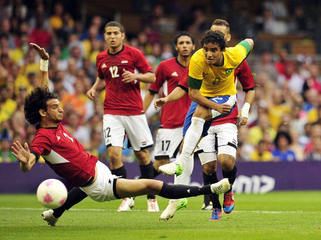 Manchester United's Rafael da Silva got Brazil's first goal