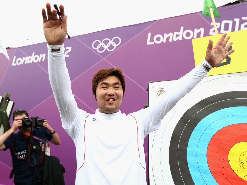 July 27: Im Dong-hyun celebrates at Lord's after breaking an archery world record
