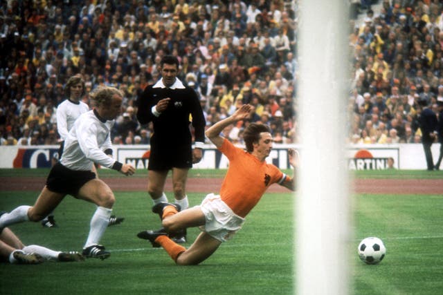 Referee Jack Taylor awards Dutch icon Johan Cruyff a penalty in the first minute of the 1974 World Cup final against Germany