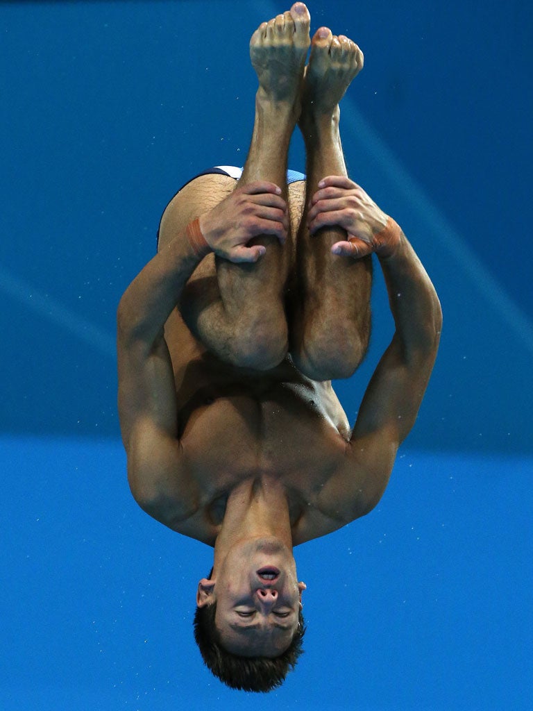 Britain’s Tom Daley during the training at the Aquatics Centre