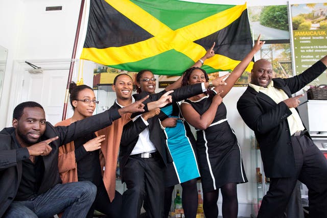 Dawn Butler, the former MP for Brent (second from right), joins staff and community workers at the Jamaican High Commission
in Kensington, west London