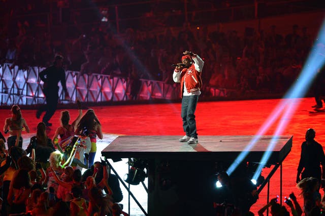 Dizzee Rascal performs at the Olympics opening ceremony