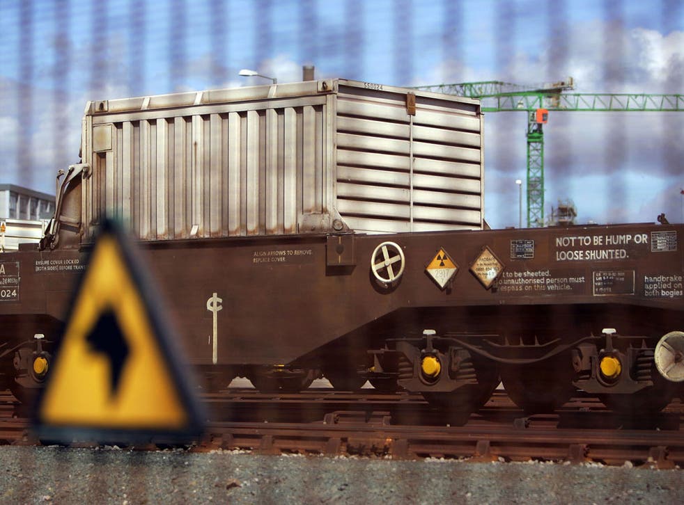Waste land:  A train used for carrying flasks of spent uranium fuel rods sits at Sellafield plant