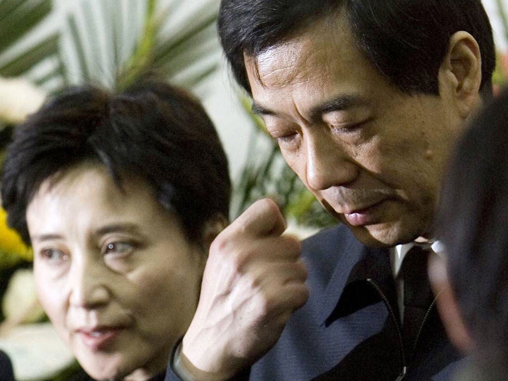 Disgrace: The former golden couple Gu Kailai and Bo Xilai; she awaits trial, he is being held