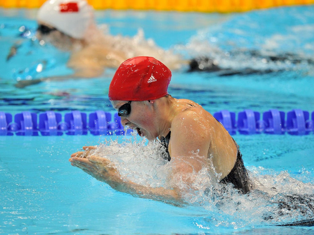 Not enough: Hannah Miley swims her favourite breastroke leg in the 400m individual medley last night