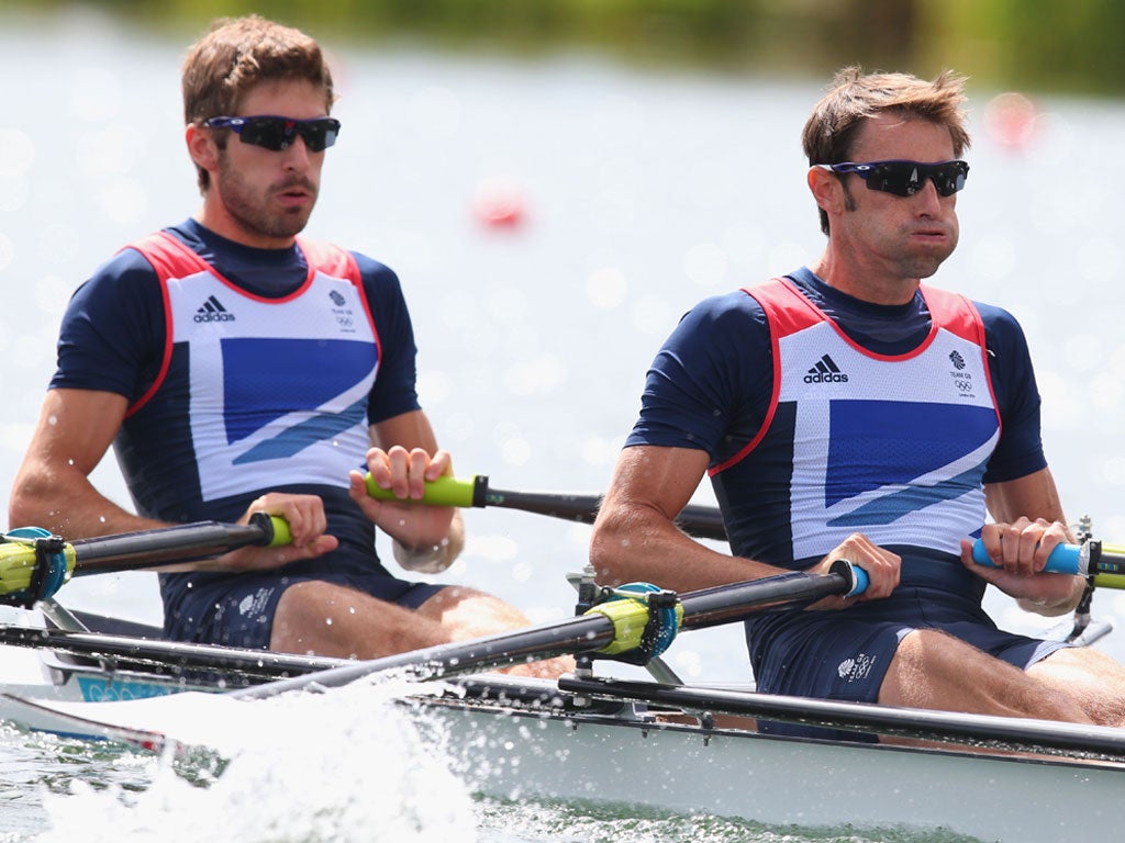 Sunday 29 July: Zac Purchase and and Mark Hunter of Great Britain compete in Heat 2 of the Lightweight Men's Double Sculls