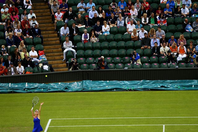 Empty seats at Wimbledon as Agnieszka Radwanska of Poland took on Julia Goerges during the Women's Singles Tennis match today