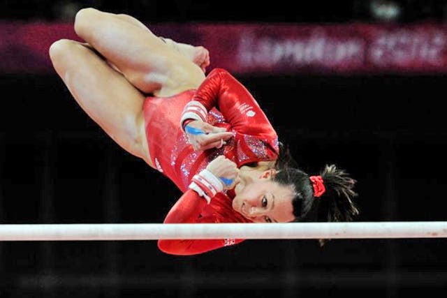 Beth Tweddle puts on a suberb display on the uneven bars yesterday