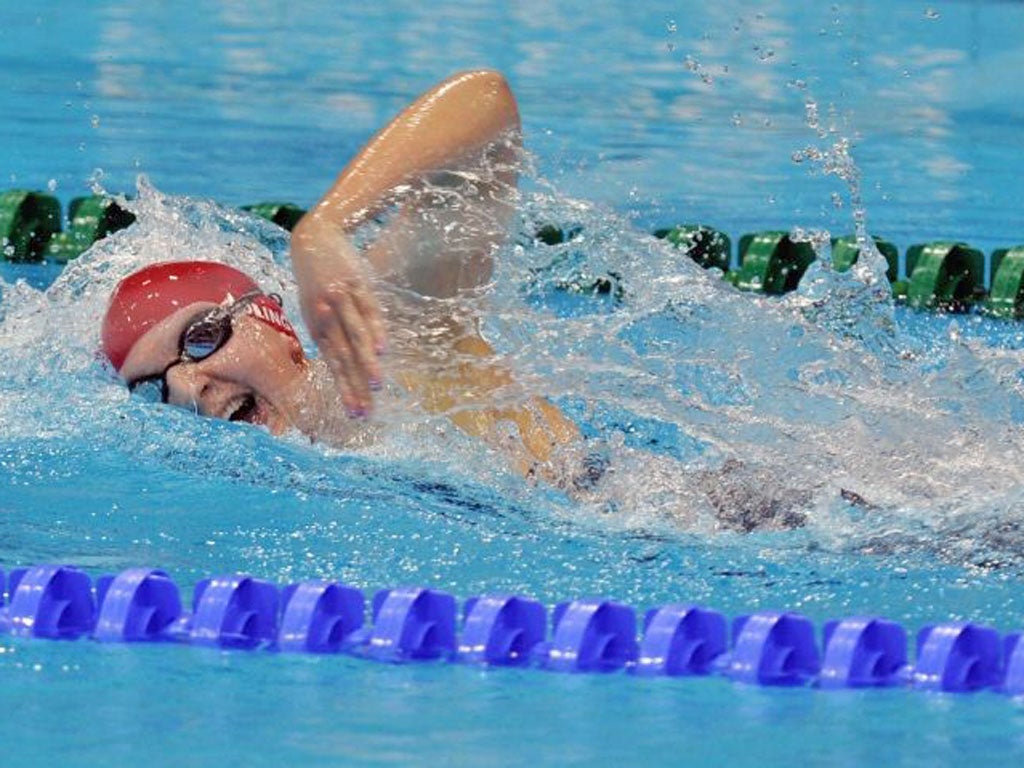 Rebecca Adlington on her way to bronze in the 400m freestyle final