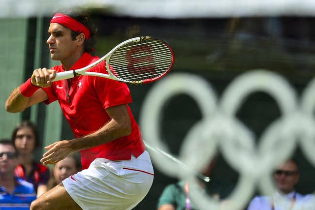 July 30, 2012: Roger Federer in action at Wimbledon