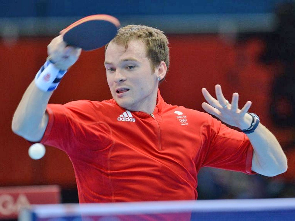 Great Britain’s Paul Drinkhall was knocked out of the singles in London yesterday