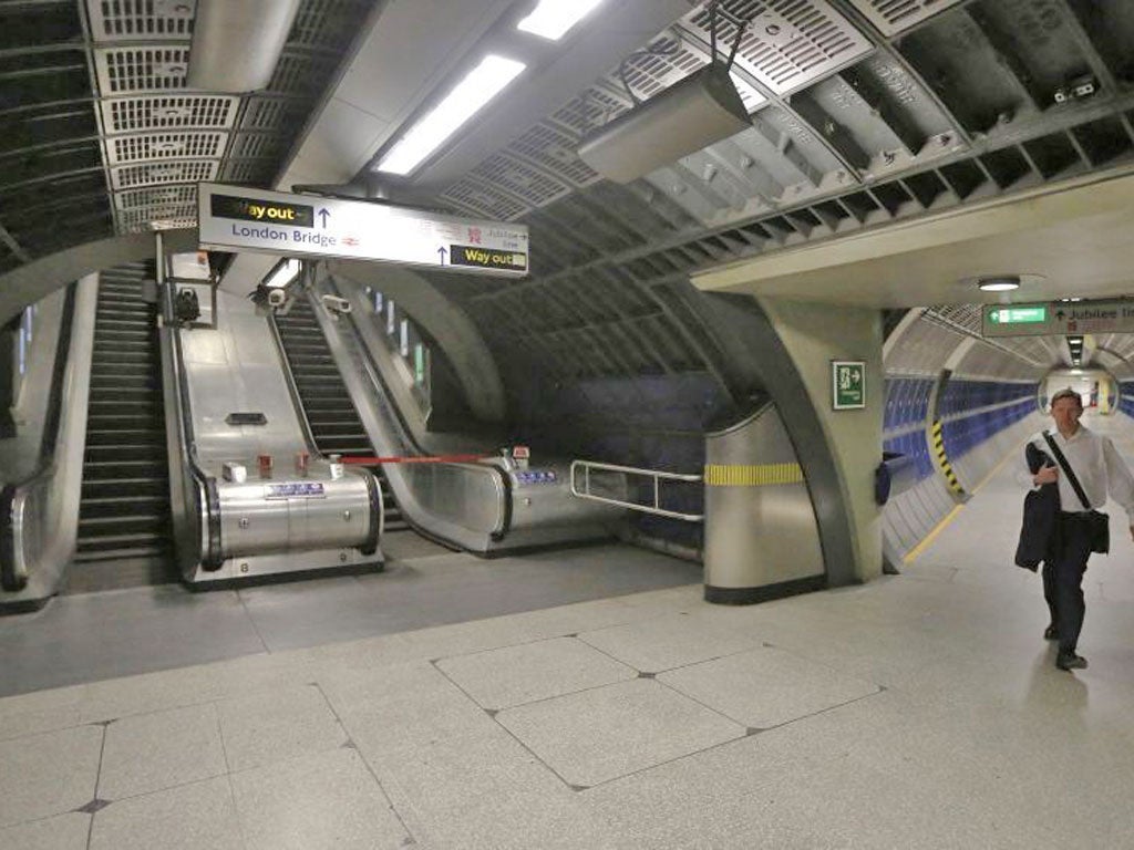 The Tube at London Bridge station was unusually quiet