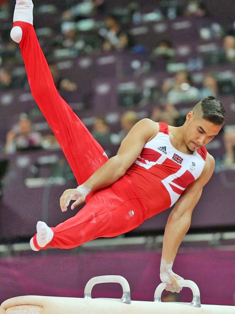 Louis Smith’s pommel routine got Britain off to a strong start